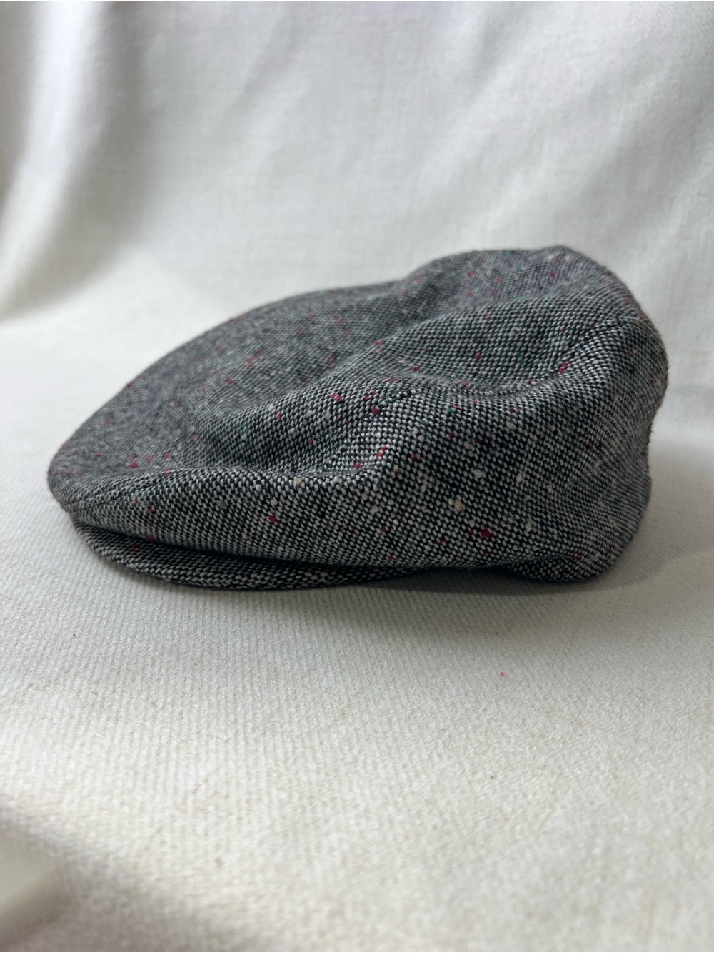 Vintage Men’s Gray Tweed Newsboy Cap Flat Ivy Hat Large USA Made